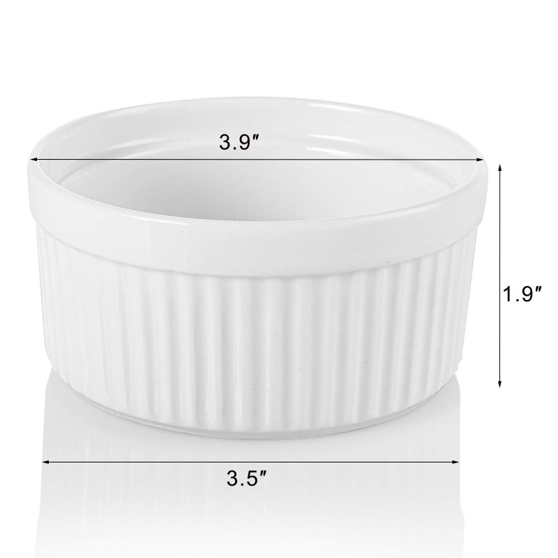 Foraineam 12 Pieces 8 oz Porcelain Souffle Dishes, Oven Safe Ramekins White Bakeware Set Dessert Custard Baking Dishes Cups for Baking, Cooking, Serving and More - Image 2