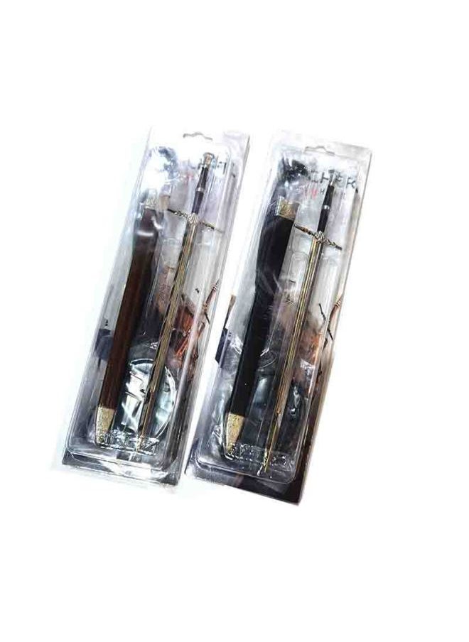 Wizard 3 Jelot Beast Steel Sword Double-headed Beast Sword Animation Alloy Weapon Model Ornaments 22cm-color:22cm Steel Sword-brown Sheath