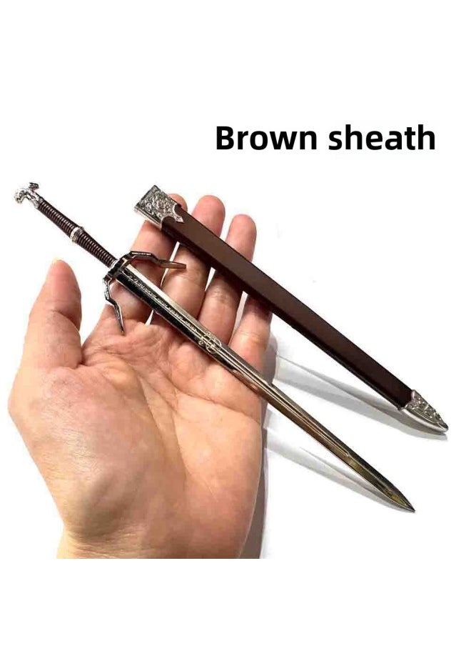Wizard 3 Jelot Beast Steel Sword Double-headed Beast Sword Animation Alloy Weapon Model Ornaments 22cm-color:22cm Steel Sword-brown Sheath