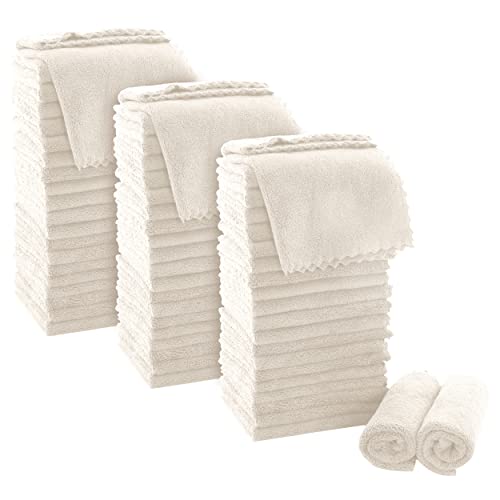 MOONQUEEN Ultra Soft Premium Washcloths Set  12 x 12 inches  72 Pack  Quick Drying  Highly Absorbent Coral Velvet Bathroom Wash Clothes Cream