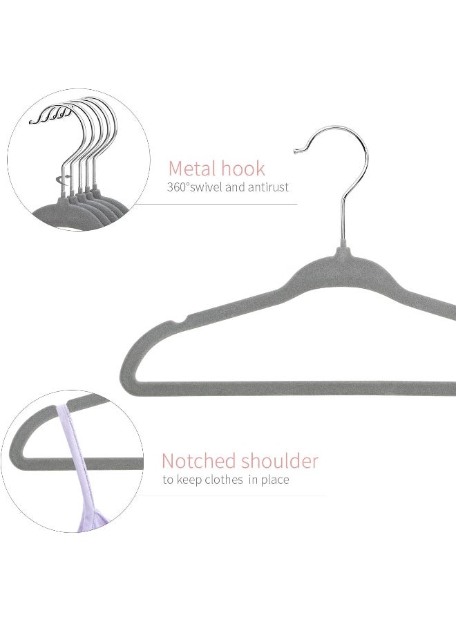 ManGotree Baby Velvet Hangers, Infant and Toddler Hangers, No-Slip Children Hangers, Ultra-Slim Space Saving Kids Sturdy & Durable Clothes Hangers 15 Pack (Grey) - Image 3