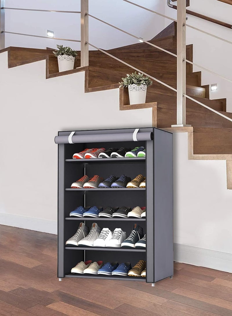بلومنغ تايم خزانة أحذية مستقلة مكونة من 5 طبقات، منظم تخزين أحذية بسعة كبيرة للمدخل، والسكن، والمكتب، والممر - 30x60x90 سم - Image 2