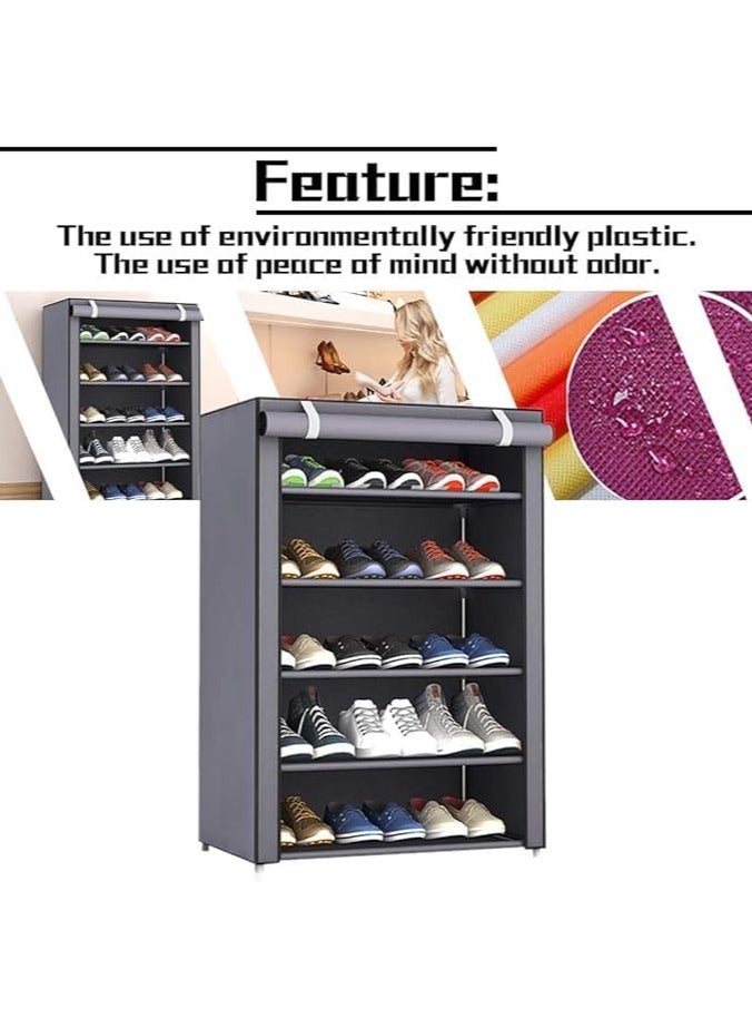 بلومنغ تايم خزانة أحذية مستقلة مكونة من 5 طبقات، منظم تخزين أحذية بسعة كبيرة للمدخل، والسكن، والمكتب، والممر - 30x60x90 سم - Image 5