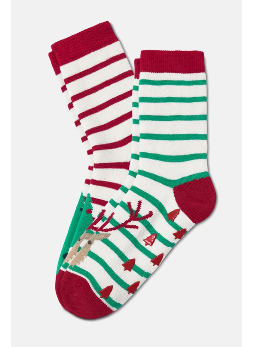 Tchibo - Kid Girls 2 Pair Anti Slip Socks, Red and Green - Image 1