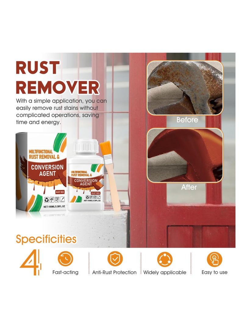 SYOSI Rust Converter and Remover for Metal, Fast-Acting Rust Treatment for Cars and Metal Surfaces, Ideal for Removing Stubborn Rust Spots Such as Cars and Barbecues (100ml  ) - Image 2