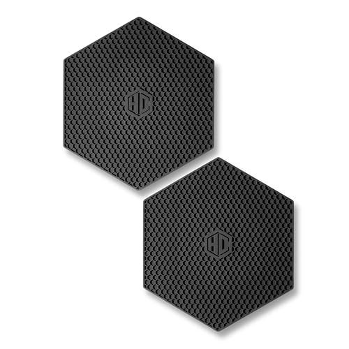 HexClad Hexagon Silicone Trivets, 2-Pack, Nonslip and Heat Resistant Hot Pads, Black - Image 1