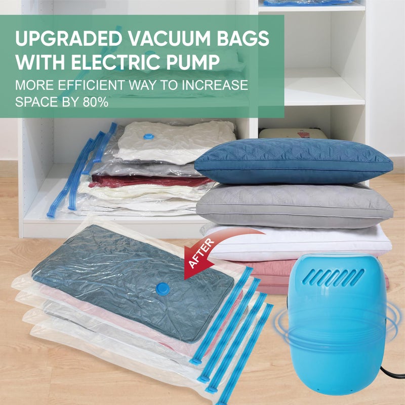 Roomimaster Vacuum Storage Bags with Electric Pump, 10 Large Space Saver Vacuum Seal Bags with Pump, Vacuum Sealer Compression for Clothes, Comforters, Blankets, Bedding - Image 2