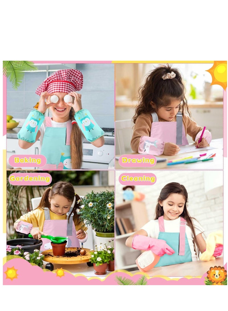 SYOSI 2 Pack Kids Apron Waterproof Artist Painting Apron with Pockets Chef Art Smock for Girls Boys Cooking Baking Art - Image 2
