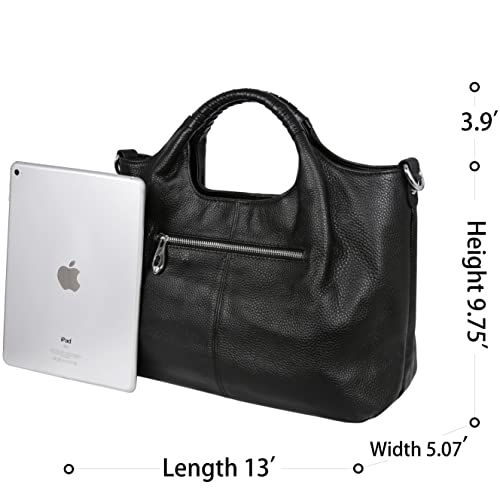 Iswee Designer Handbags for Women Soft Leather Shoulder Bag Satchel Fashion Black Hobo Cross Body Purse Tote Bags with Zipper Trendy (Black) - Image 4