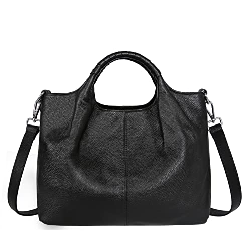 Iswee Designer Handbags for Women Soft Leather Shoulder Bag Satchel Fashion Black Hobo Cross Body Purse Tote Bags with Zipper Trendy (Black) - Image 5