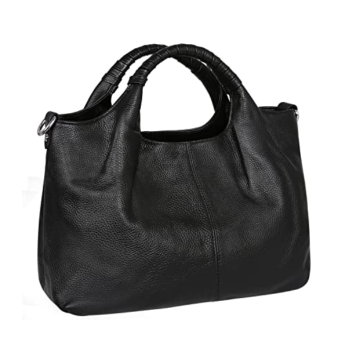 Iswee Designer Handbags for Women Soft Leather Shoulder Bag Satchel Fashion Black Hobo Cross Body Purse Tote Bags with Zipper Trendy (Black) - Image 1