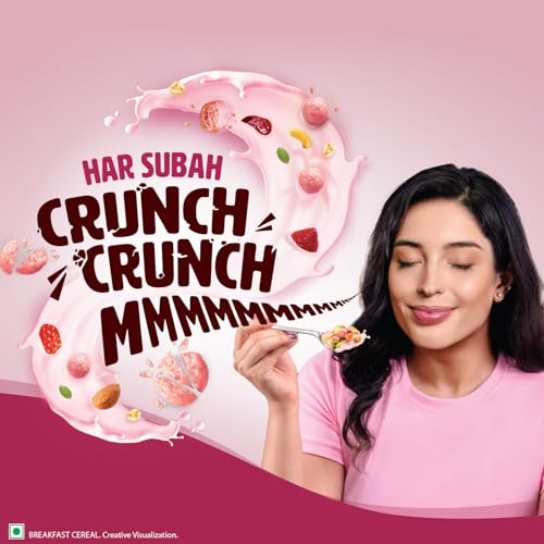 Saffola Muesli Fruit & Nut Berry Crunch with Flavour Pops, 700 gm | 15 in 1 Fruit and Nuts, Seeds, Millet & more | Cereals for breakfast rich in wholegrain, protein, fibre - Image 2