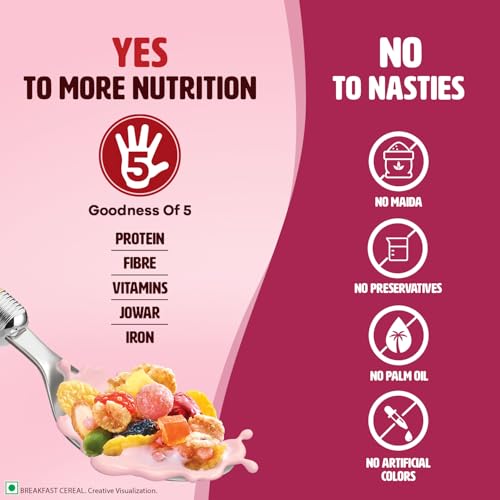 Saffola Muesli Fruit & Nut Berry Crunch with Flavour Pops, 700 gm | 15 in 1 Fruit and Nuts, Seeds, Millet & more | Cereals for breakfast rich in wholegrain, protein, fibre - Image 5