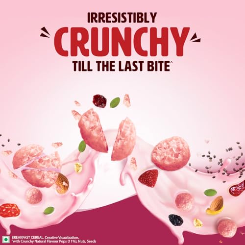 Saffola Muesli Fruit & Nut Berry Crunch with Flavour Pops, 700 gm | 15 in 1 Fruit and Nuts, Seeds, Millet & more | Cereals for breakfast rich in wholegrain, protein, fibre - Image 4