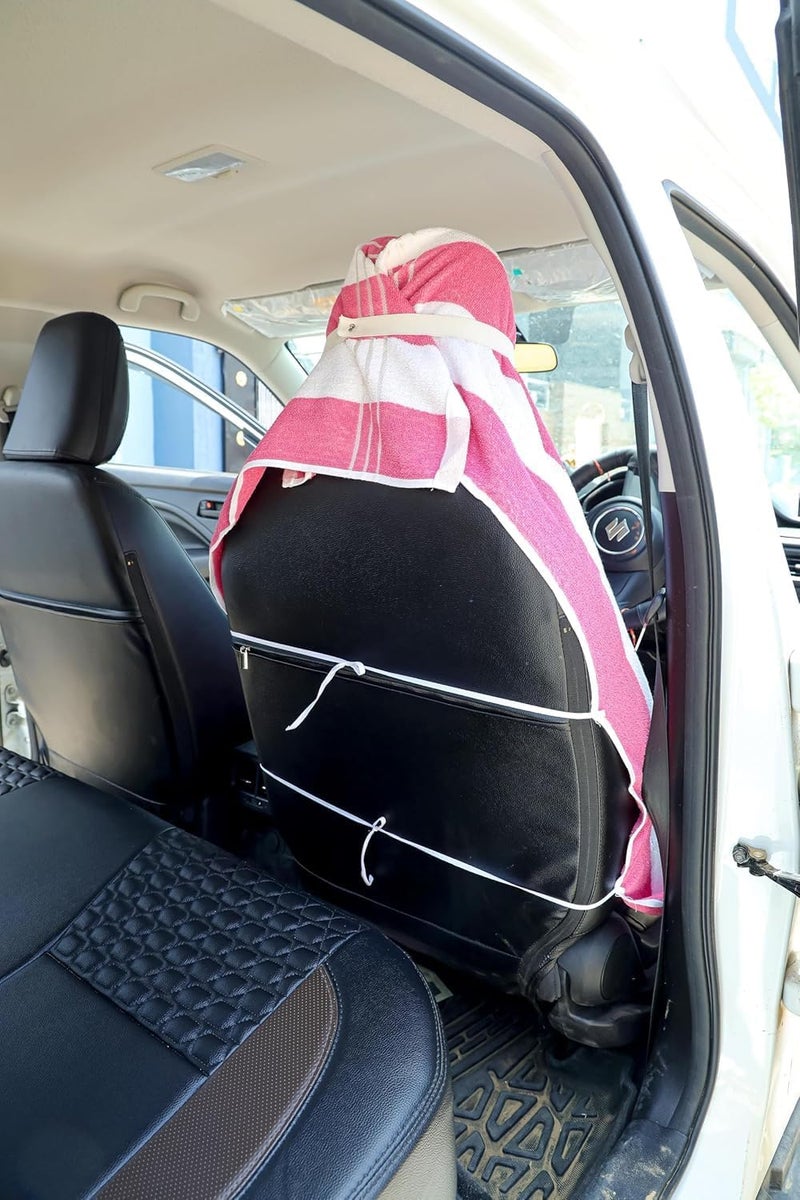DRYHUG 100% Superfine Cotton Solid Large Luxury All Car Seat Towel with Tie Knot & elistick 550 GSM - (Pack of 1,) Original Product AS PER Picture Shown (Colour White Pink) - Image 3