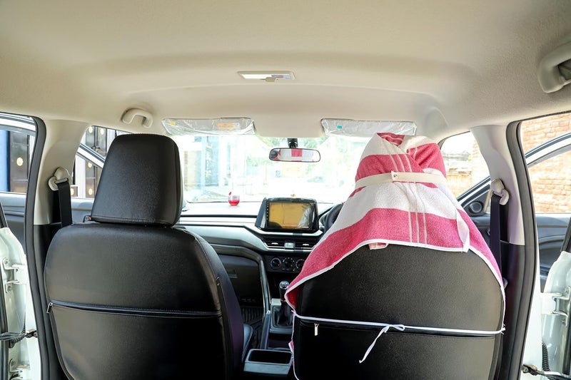 DRYHUG 100% Superfine Cotton Solid Large Luxury All Car Seat Towel with Tie Knot & elistick 550 GSM - (Pack of 1,) Original Product AS PER Picture Shown (Colour White Pink) - Image 5