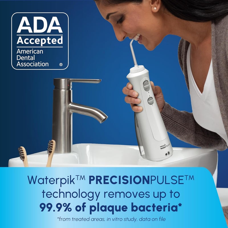 Waterpik Cordless Pearl Rechargeable Portable Water Flosser for Teeth Gums Braces Care and Travel with 4 Flossing Tips  ADA Accepted WF13 White Packaging May Vary - Image 3