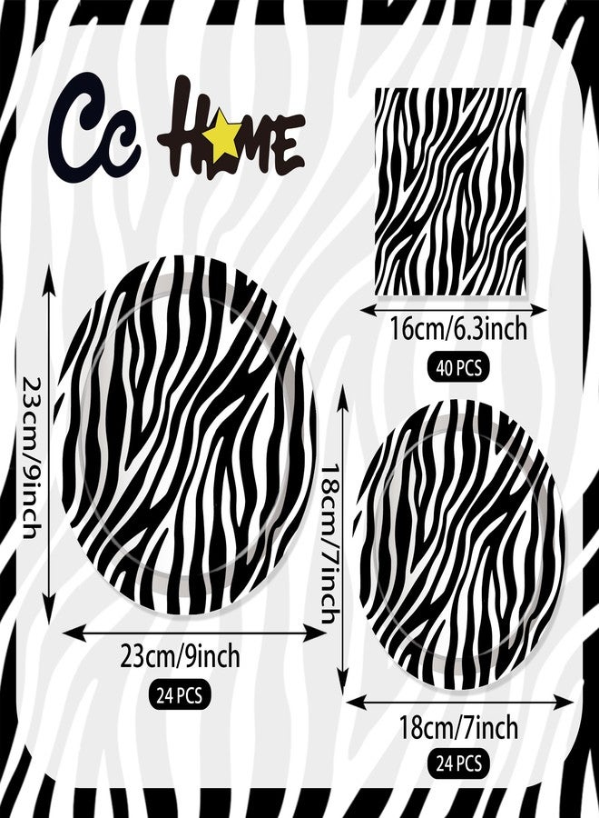 CC HOME Zebra Pattern Birthday Paper Plates Napkins Safari Animal Zebra Disposable Tableware Set Party Supplies Jungle Theme Dinnerware Serves 24 Guests for Audlts Kids Baby Shower Birthday 88PCS - Image 2