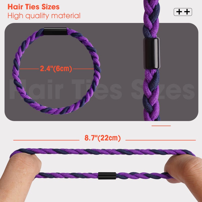 EasYoung 10pcs Braided Hair Ties for Thick, Curly Hair - No Crease Coils for Men's Buns & Women's Long Hair - Image 4
