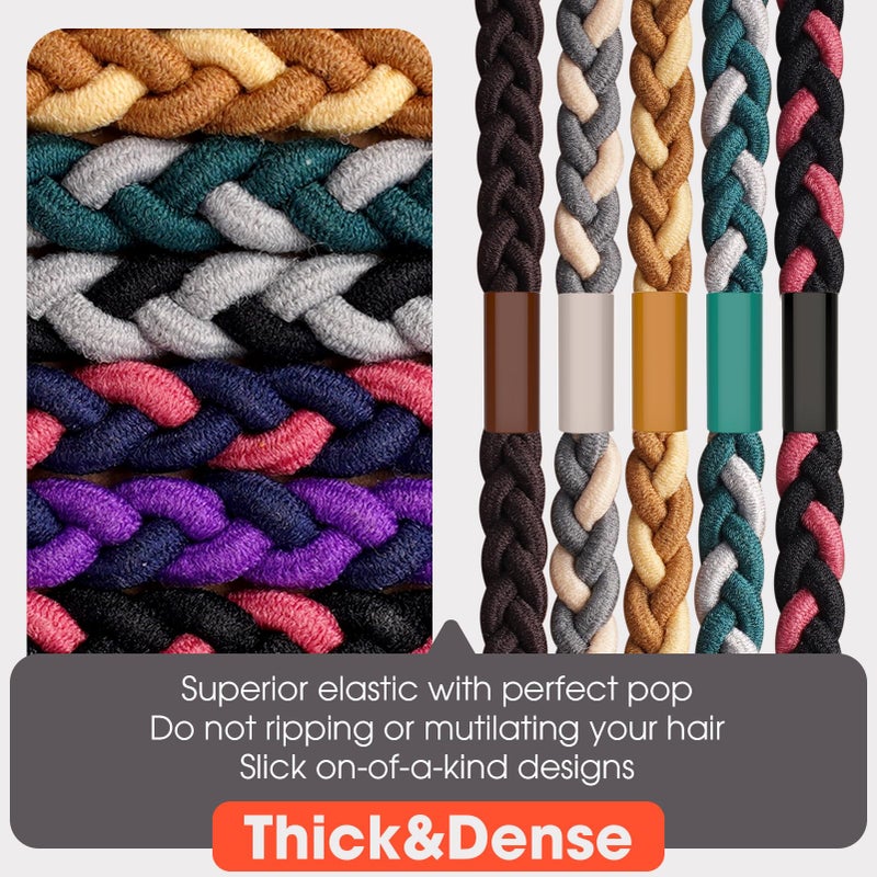EasYoung 10pcs Braided Hair Ties for Thick, Curly Hair - No Crease Coils for Men's Buns & Women's Long Hair - Image 3