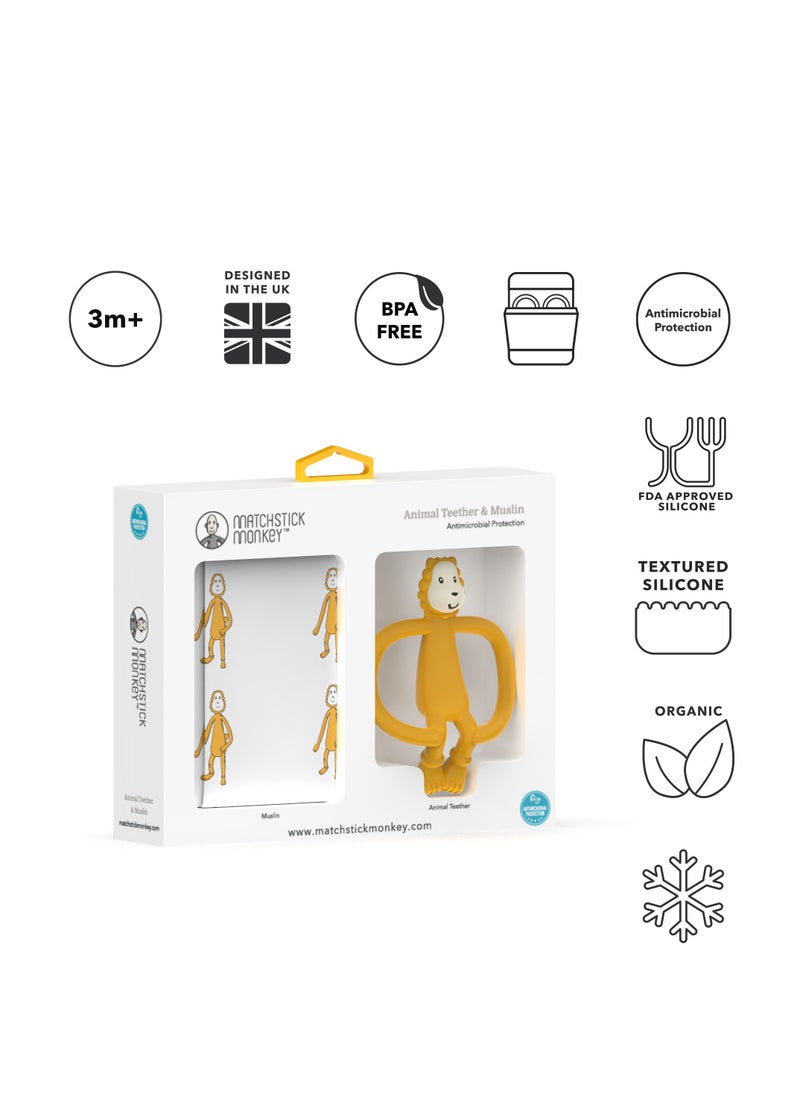 MATCHSTICK MONKEY Teether & Muslin Set Ludo Lion  - Image 3