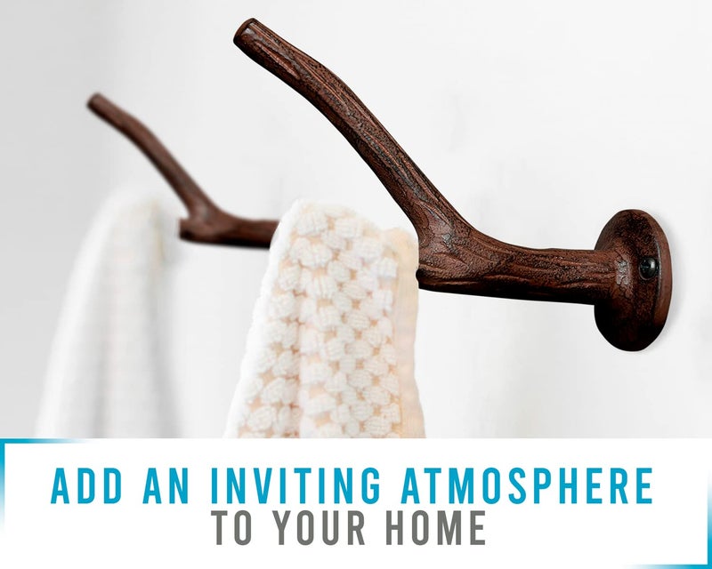 كومفيفي خطاف مثبت على الحائط بفرع من الحديد الزهر - خطاف حائط لسترة المعطف وما إلى ذلك - خطاف معطف مثبت على الحائط - ديكور ريفي عتيق - مع براغي ومراسي - بطول 5 بوصات - Image 2