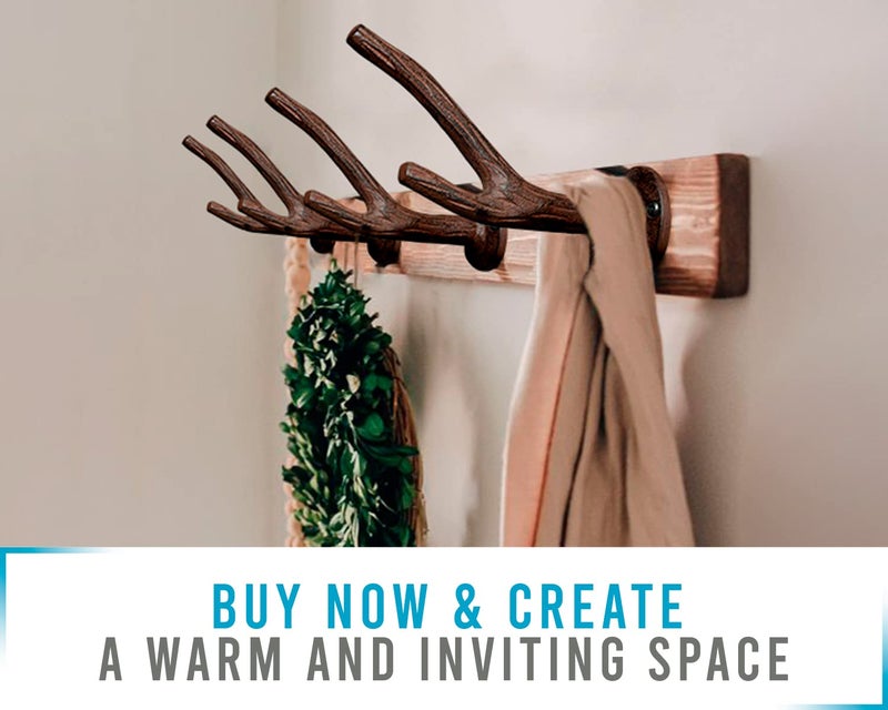 كومفيفي خطاف مثبت على الحائط بفرع من الحديد الزهر - خطاف حائط لسترة المعطف وما إلى ذلك - خطاف معطف مثبت على الحائط - ديكور ريفي عتيق - مع براغي ومراسي - بطول 5 بوصات - Image 4