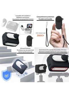 O Ozone Silicone Sleeve Protective Case for Insta360 GO 3 | LCD Lens Glass Anti-Scratch Screen Protector + Lens Cap Guard Action Camera Accessories – Black  - Image 5