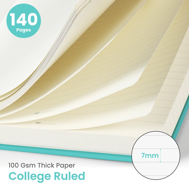 Taja Lined Spiral Journal Notebook for Women & Men, 140 Pages, College Ruled Hardcover Notebook for Work & Note Taking, Journals for Writing, A5(5.7" x 7.9") â€“ Aquamarine - Image 2
