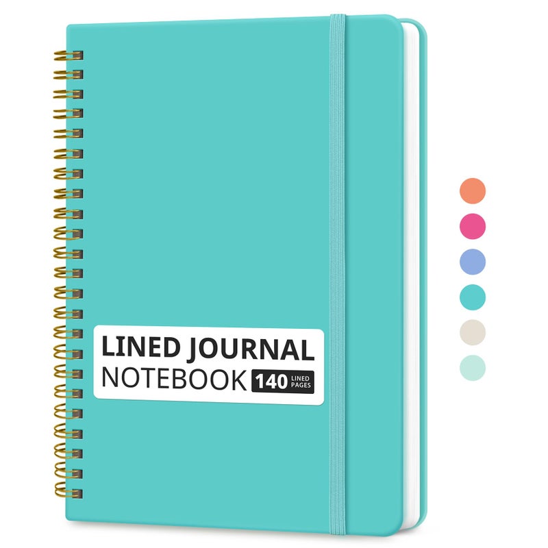 Taja Lined Spiral Journal Notebook for Women & Men, 140 Pages, College Ruled Hardcover Notebook for Work & Note Taking, Journals for Writing, A5(5.7" x 7.9") â€“ Aquamarine - Image 1