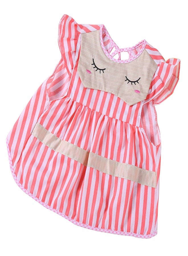 Uber World Girls' Knot Tie Frock Design Feeding Bib for Ages 1-3 - Pink & Grey Pack of 2 - Image 4