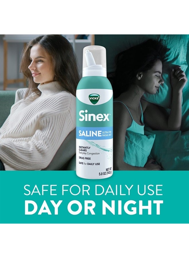 Vicks رذاذ الأنف الملحي سينكس، خالي من الأدوية، رذاذ فائق الدقة، يخفف احتقان الجيوب الأنفية بسرعة، Clears mucus من نزلة برد أو حساسية، للاستخدام اليومي 5.0 أونصة سائلة - Image 4