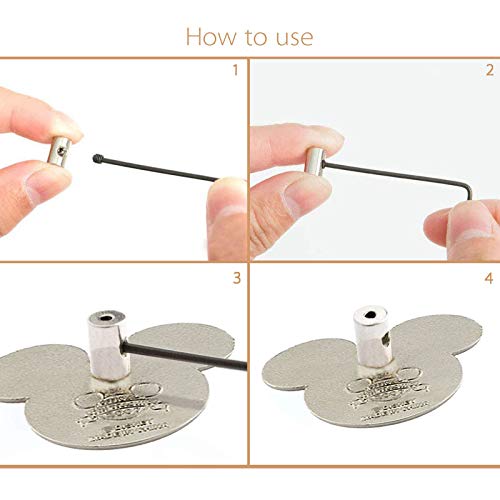 Aulufft 120 Pcs Pin Locks Pin Backs Locking Clasp Bulk with Wrench, Aulufft Locking Pin Keepers Backs Locking Clasp Sliver 6 x 5 mm - Image 3