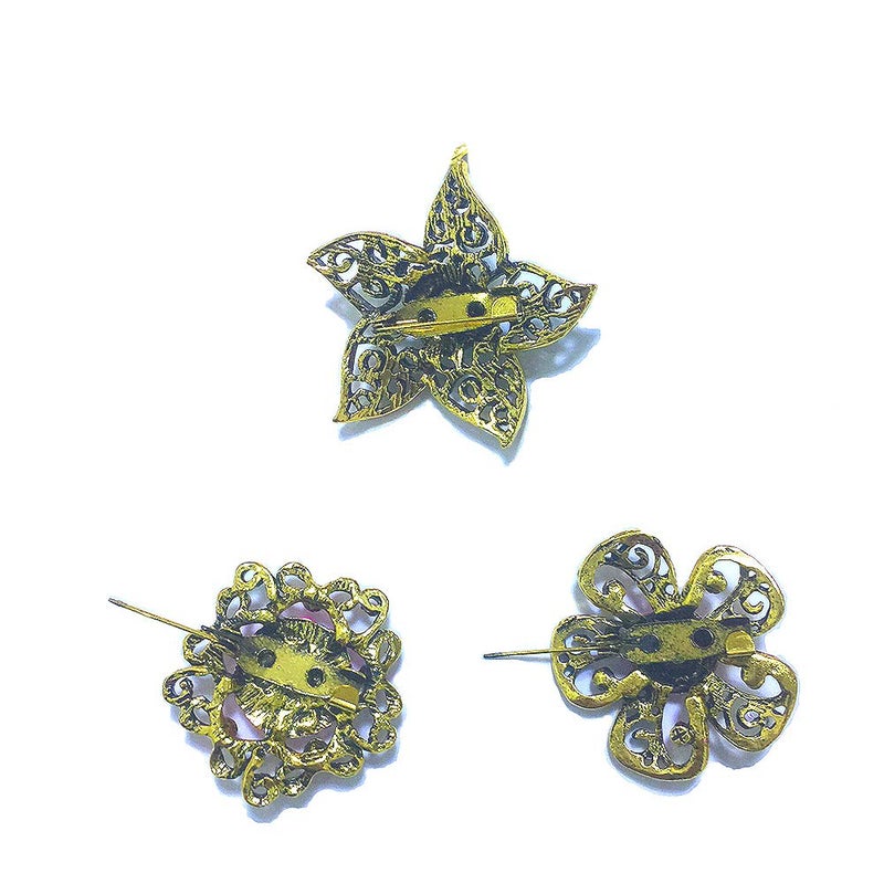 Ezing Lot 24pc Shining Rhinestone Crystal Brooches Pins DIY Wedding Bouquet Kit (E) - Image 3