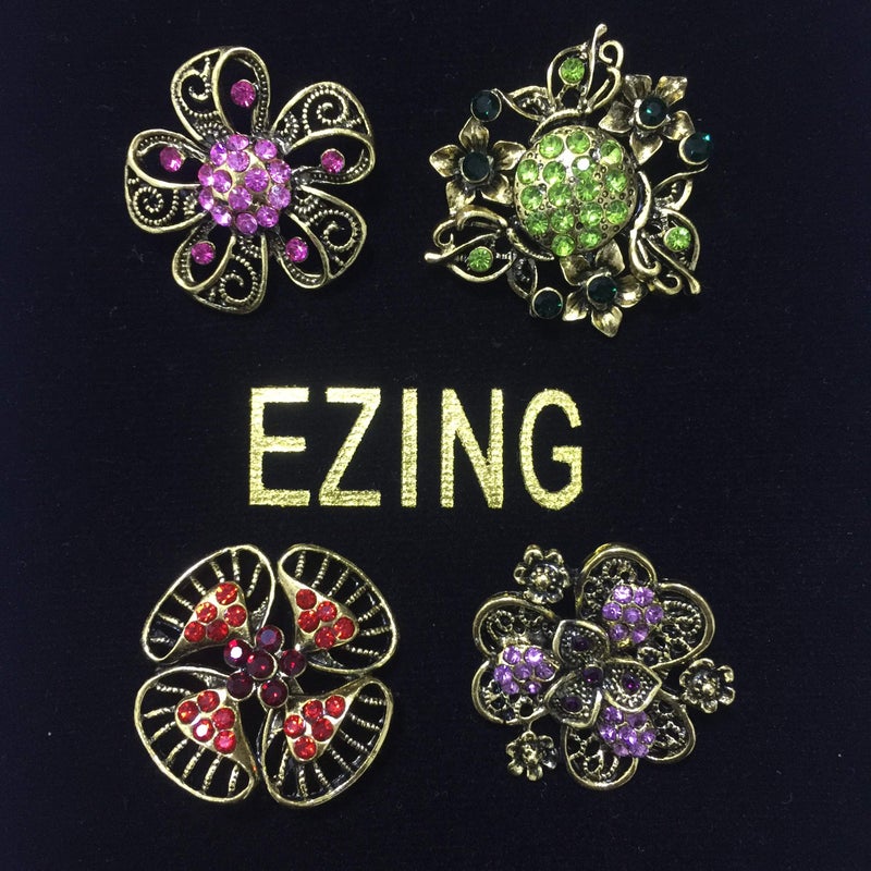 Ezing Lot 24pc Shining Rhinestone Crystal Brooches Pins DIY Wedding Bouquet Kit (E) - Image 4