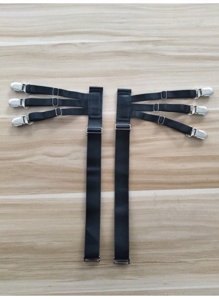 Adjustable Shirt Stays Garters - Non-Slip Inner Pads, Metal Clasps, Elastic Straps - Perfect for Formal & Casual Wear, Men & Women - Image 5