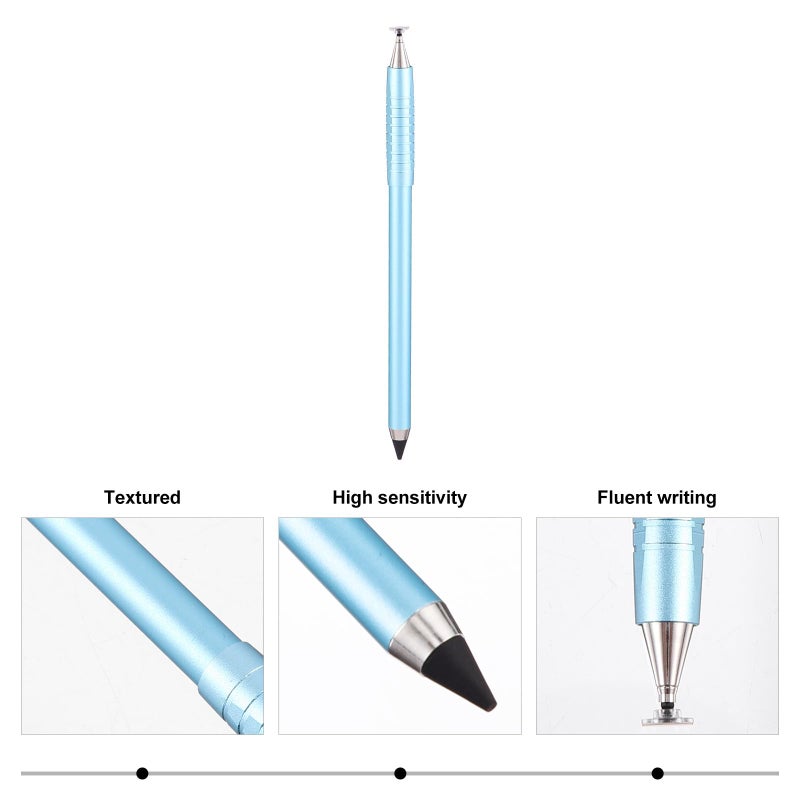 2 In 1 Touchscreen Stylus Pen Round Tip For Smartphones Tablets Black - Image 4