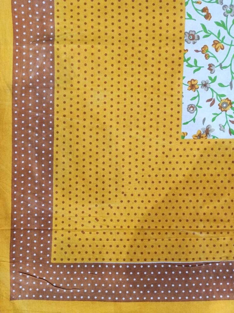 ART WORLD King Size Double Bed Sheet with Pillow Covers Pure Cotton Rajasthani Jaipuri Traditional Printed Bedcover (Yellow, King) - Image 3