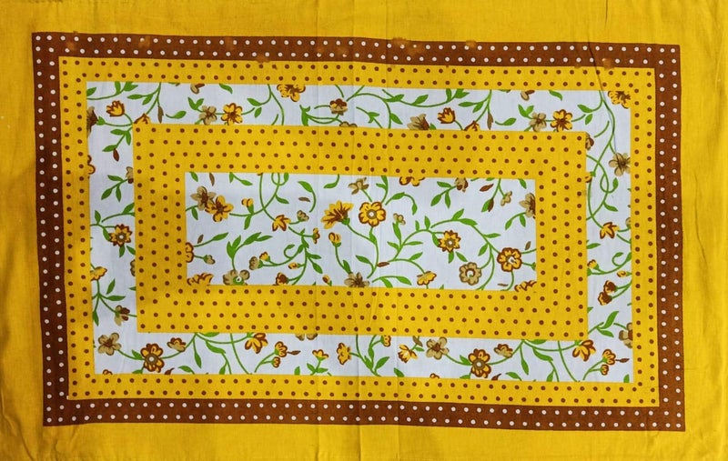 ART WORLD King Size Double Bed Sheet with Pillow Covers Pure Cotton Rajasthani Jaipuri Traditional Printed Bedcover (Yellow, King) - Image 2