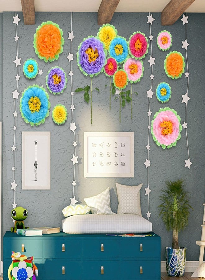 HFKPJRT 21 PCS Large Paper Flowers, Fiesta Paper Flower Decorations for Wall, DIY Mexican Tissue Paper Flowers, Spring Decorations for Classroom, Carnival Hawaiian Party Backdrop Baby Shower Decor Centerpiece - Image 4