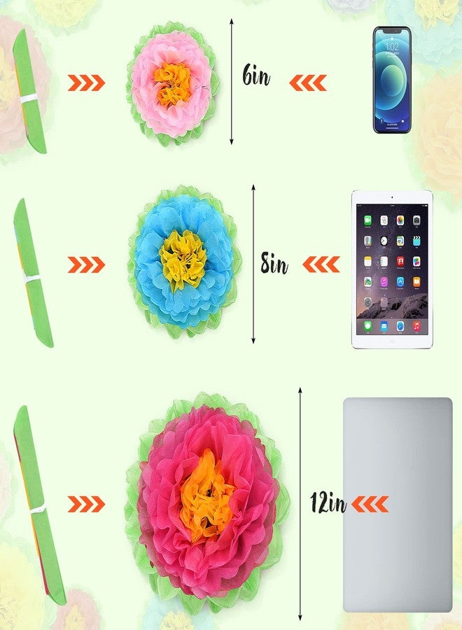 HFKPJRT 21 PCS Large Paper Flowers, Fiesta Paper Flower Decorations for Wall, DIY Mexican Tissue Paper Flowers, Spring Decorations for Classroom, Carnival Hawaiian Party Backdrop Baby Shower Decor Centerpiece - Image 2