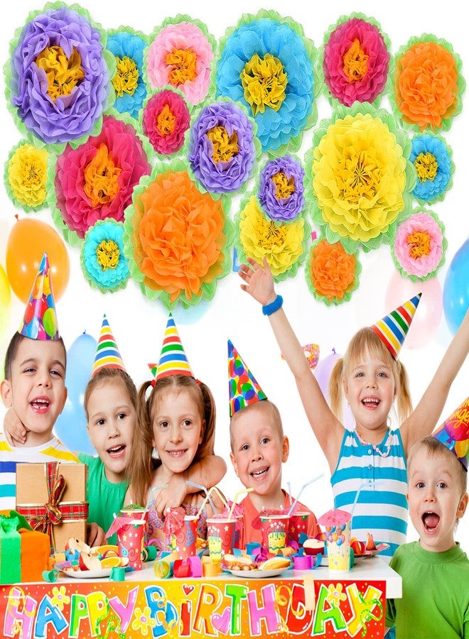 HFKPJRT 21 PCS Large Paper Flowers, Fiesta Paper Flower Decorations for Wall, DIY Mexican Tissue Paper Flowers, Spring Decorations for Classroom, Carnival Hawaiian Party Backdrop Baby Shower Decor Centerpiece - Image 3