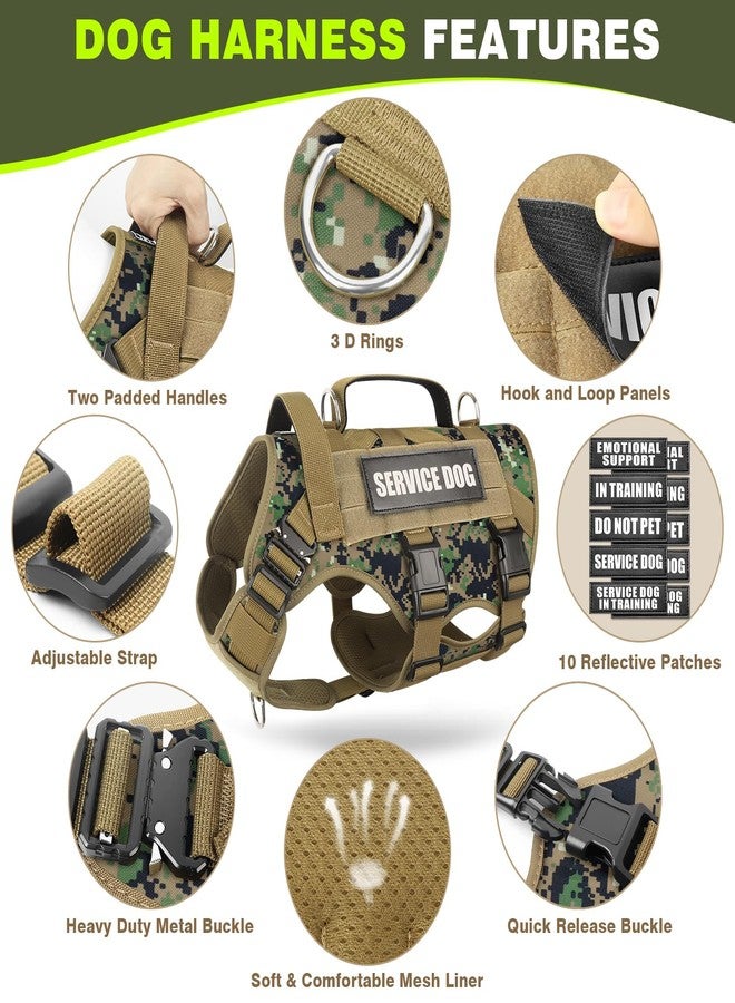 WINSEE Service Dog Vest Harness for Large Dog, Tactical Working MOLLE Vest with 10 Pet Patches, No Pull Heavy Duty Harness for Training Walking - Image 3