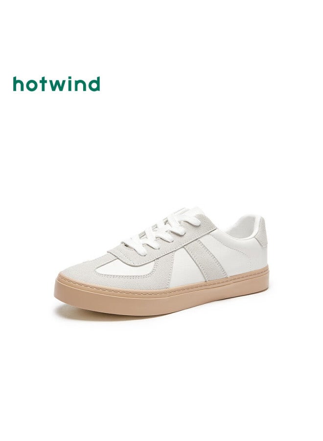 Hotwind Hot Air Men's Shoes, Spring And Autumn New Style Dexun Shoes, Men's Fashionable Casual Sneakers, Versatile Solid Color White Shoes, Lace-up - Image 1