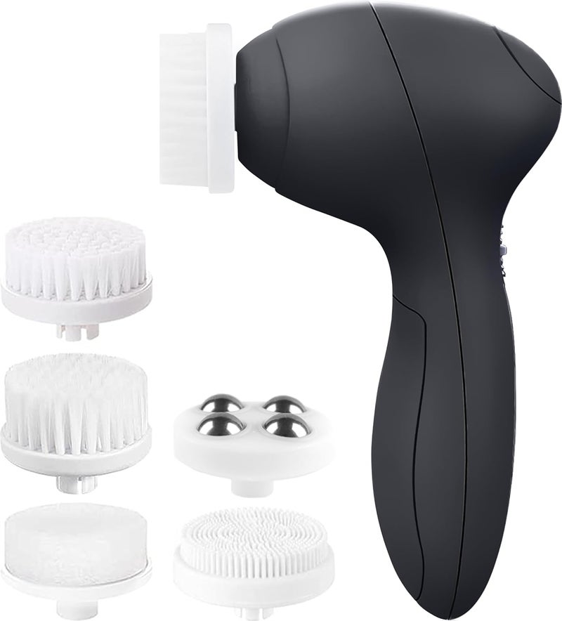 Facial Cleansing Brush Face Scrubber Exfoliating Cleaning Skin Care Cleanser Wash Women Girls Electric Beauty Products Powered Exfoliator Skincare Spin Tools Scrub Washer Self Care (Onyx)