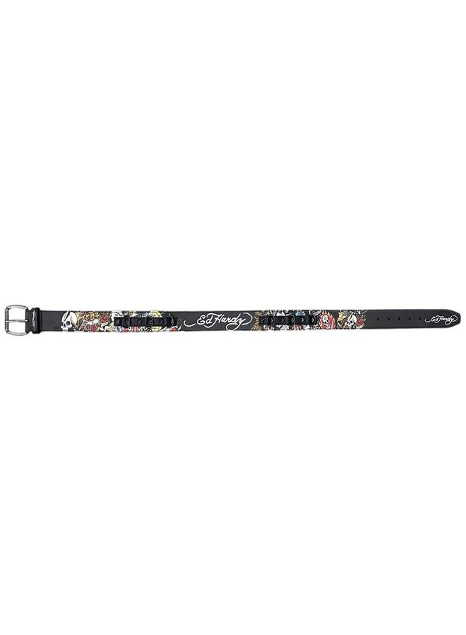 ED HARDY Men's Skull Tiger Print with Rivet Studs & D-Rings 38mm Belt (Black, 38) - Image 4