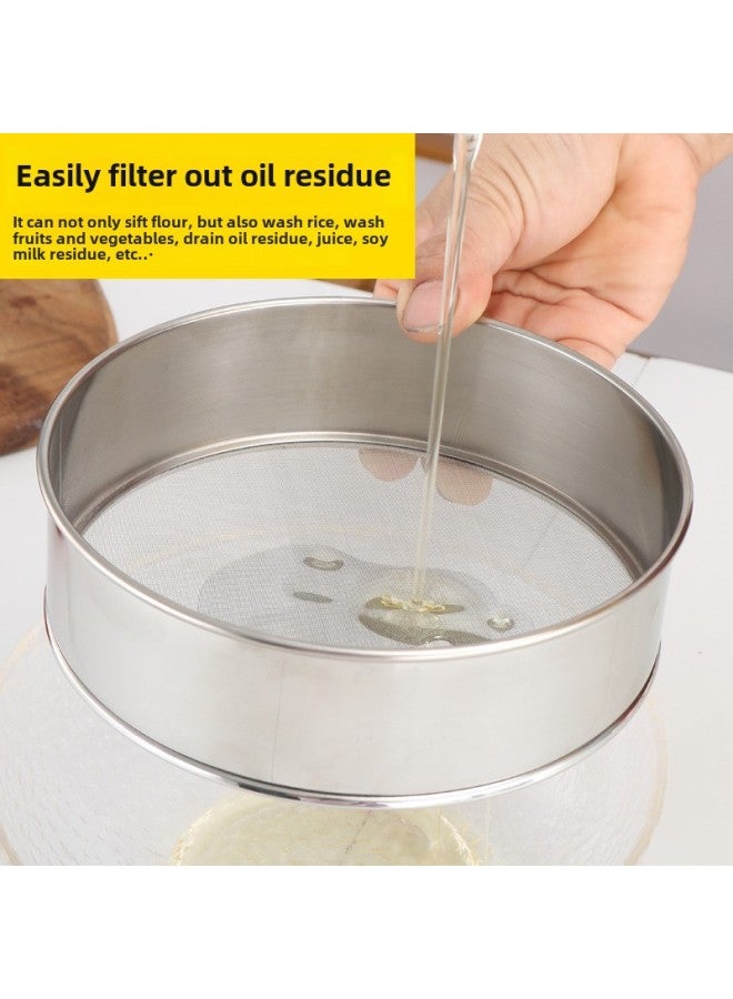304 Stainless Steel Flour Sieve Household Round Sesame Sieve Traditional Chinese Medicine Powder Sieve Noun Restaurant Hand-held Baking Sieve-Specifications:Baozhuang (single Product)-Color:15cm (side Ring 201)60 Mesh  - Image 3