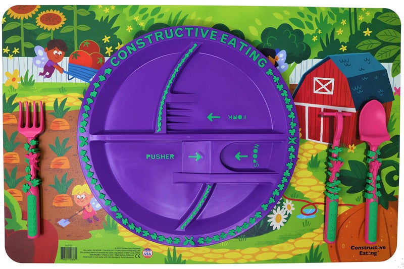 Constructive Eating Garden Fairy Plate, Placemat and Utensil Set - Image 2