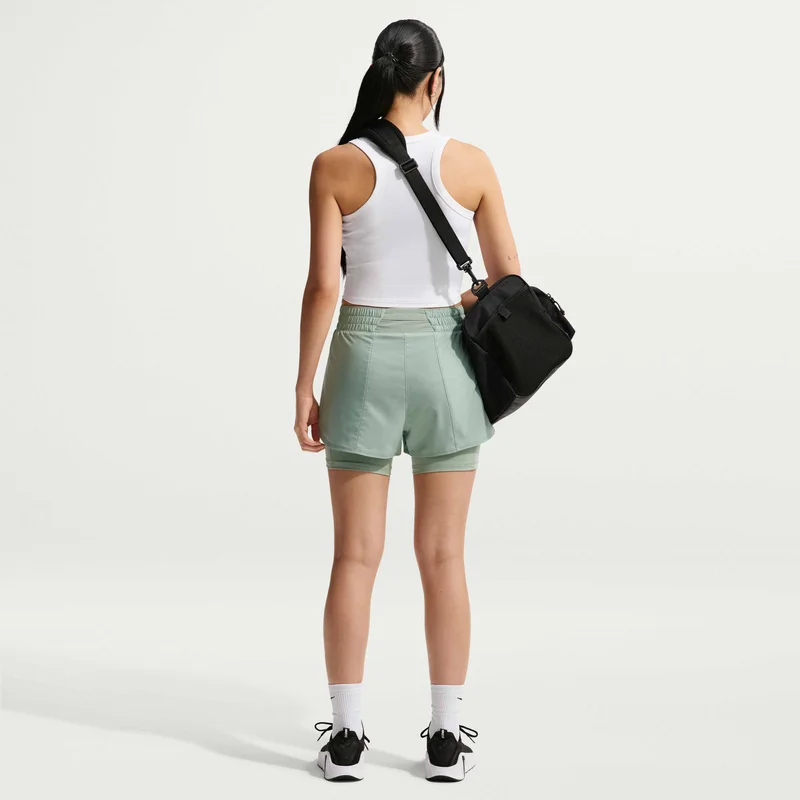 Nike Grey Women's Dri-FIT One High-Waisted 2-in-1 Shorts for Women | Best Price UAE