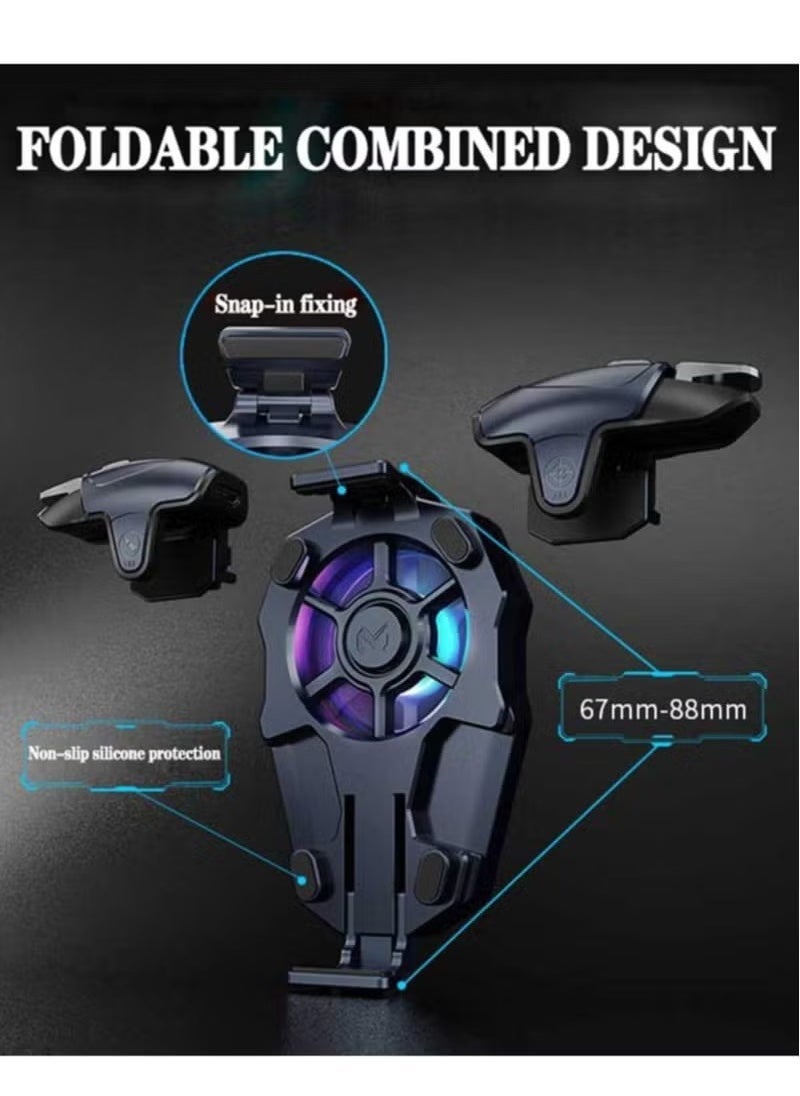Memo AK03 Mobile Game Controller with Built-in Cooling Fan ‚Äì Gamepad Joystick Trigger for PUBG, Free Fire, COD & More ‚Äì Ergonomic Phone Grip with Adjustable Triggers & Air Cooler for iOS and Android Smartphones ‚Äì Mobile Gaming Accessory - Image 2